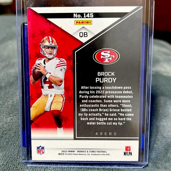 BROCK PURDY RC Red Parallel •• 2022 Panini Rookies & Stars Red Parallel Rookie - Picture 2 of 2